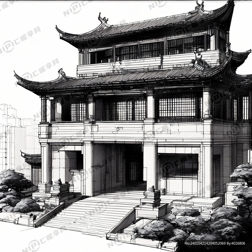 漯河地标建筑线稿