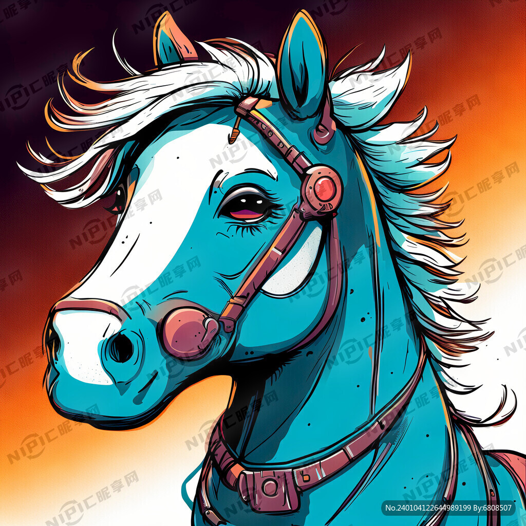 马 墨水 形象 卡通 可爱