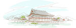 古老建筑线描插画