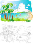 湖畔耶稣风景画插画