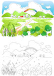 卡通风景画插画