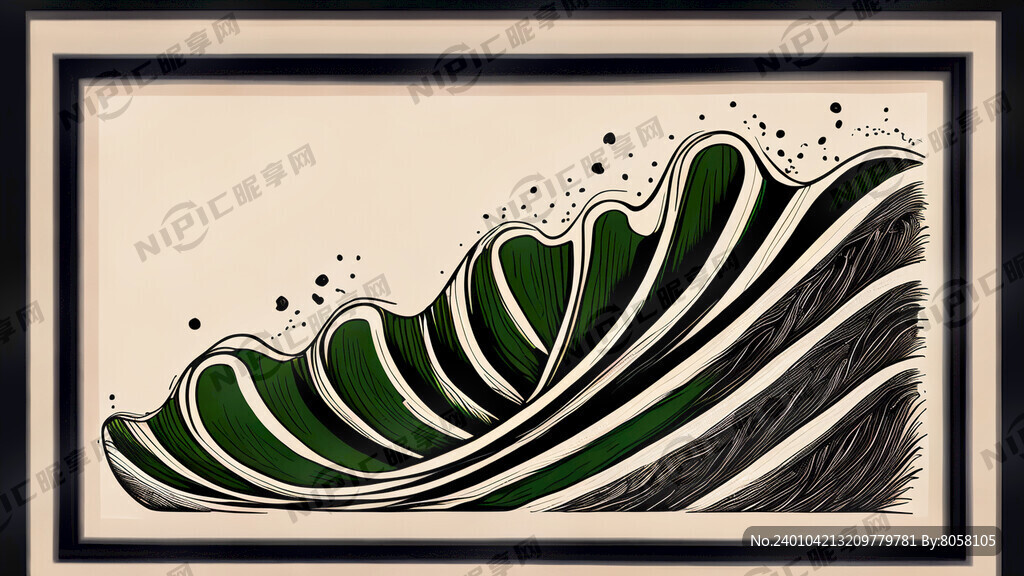 五条线条画成波浪型