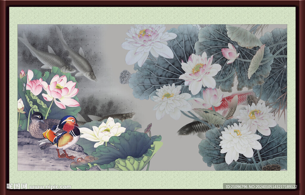 国画荷花 