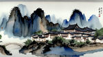 陇南市特色，山水，中国风，墨水画，