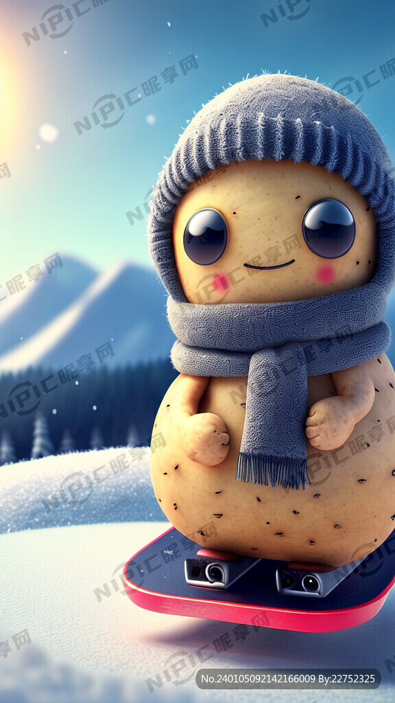冬天 在滑雪场 玩耍着滑板