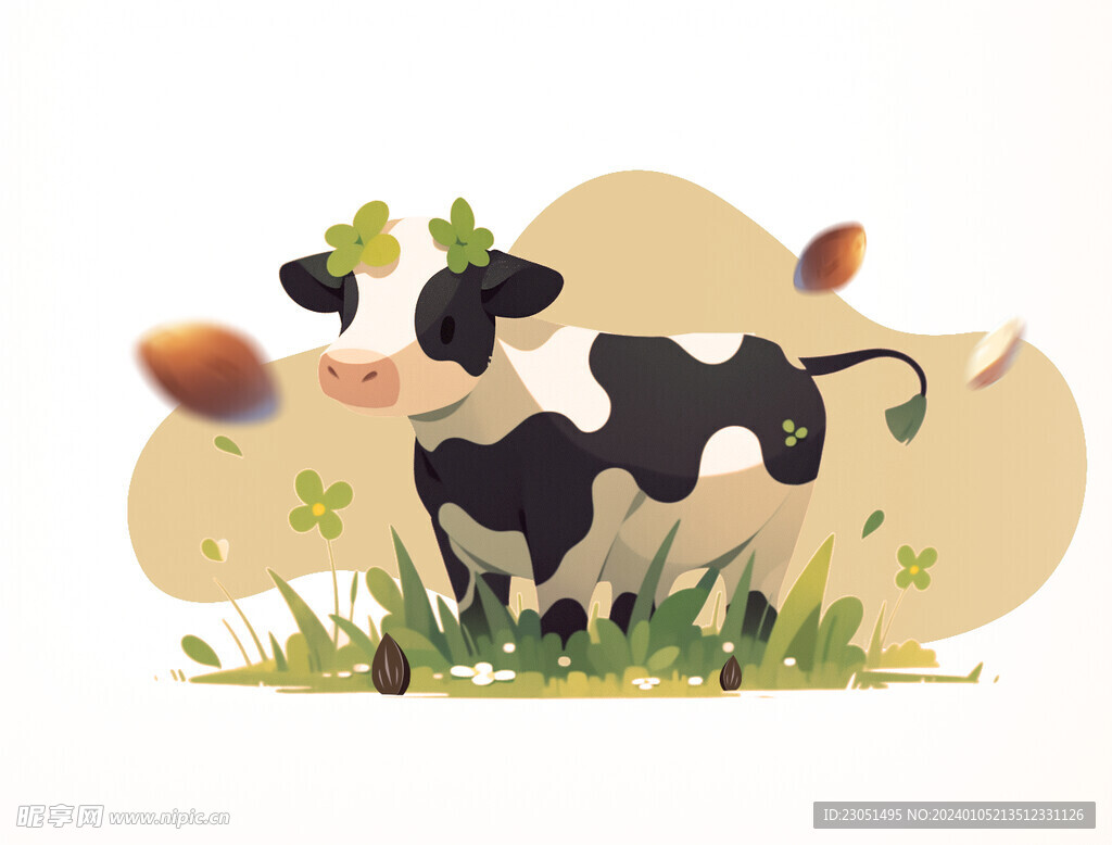 扁平奶牛插画