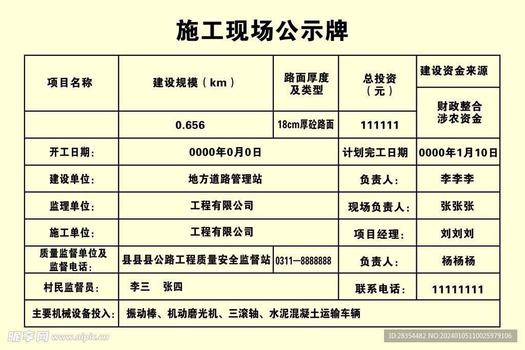 施工现场公示牌