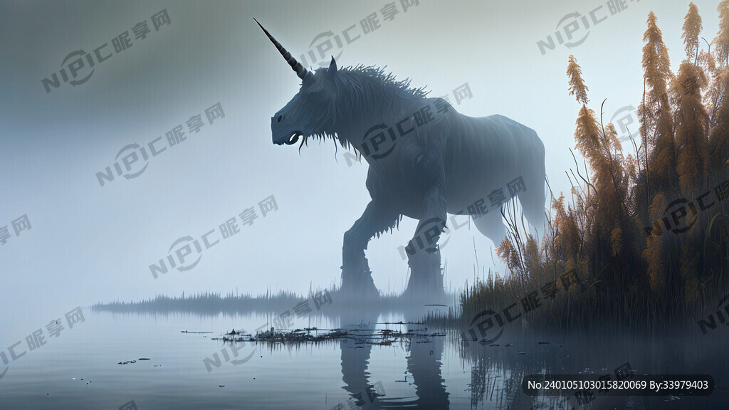 布满雾气的湖口