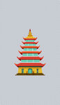 中国风国潮手绘插画宝塔元素