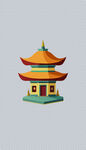 中国风国潮手绘插画宝塔元素