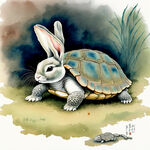 龟兔赛跑   兔子在休息  乌龟在努力  终点在前方