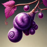 葡萄藤，紫色的葡萄，蜗牛，向上爬