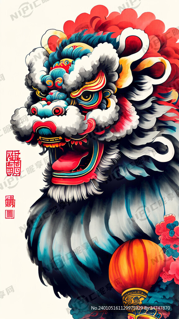 舞狮 口里含着对联