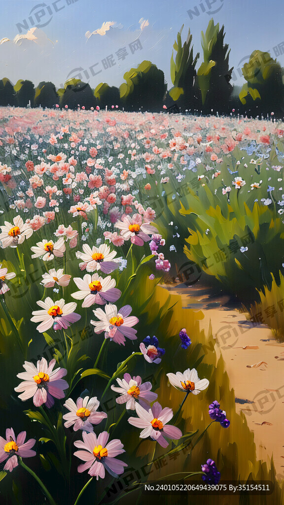 法式 油画  无数个花朵   