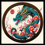 中国龙年，新春窗花，龙元素，完整图案
