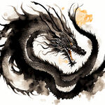 中国龙年，龙元素，完整图案，纯白背景