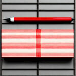 用红色线条勾勒出一个礼盒型装的图案，笔画不超过10笔