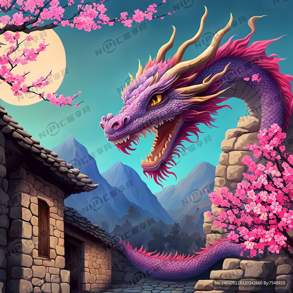 小龙 满山梅花 少许村庄