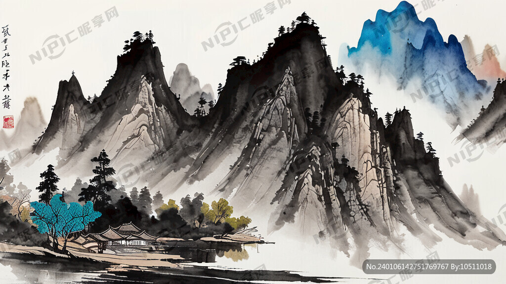 国画 山水画  装饰画 清新