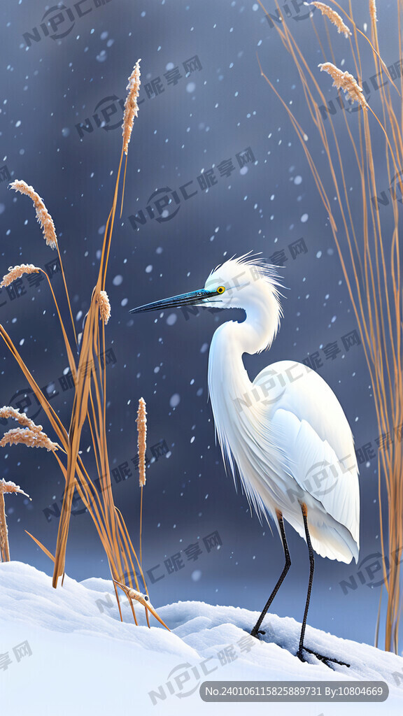 小寒 冬天 飘雪 芦苇