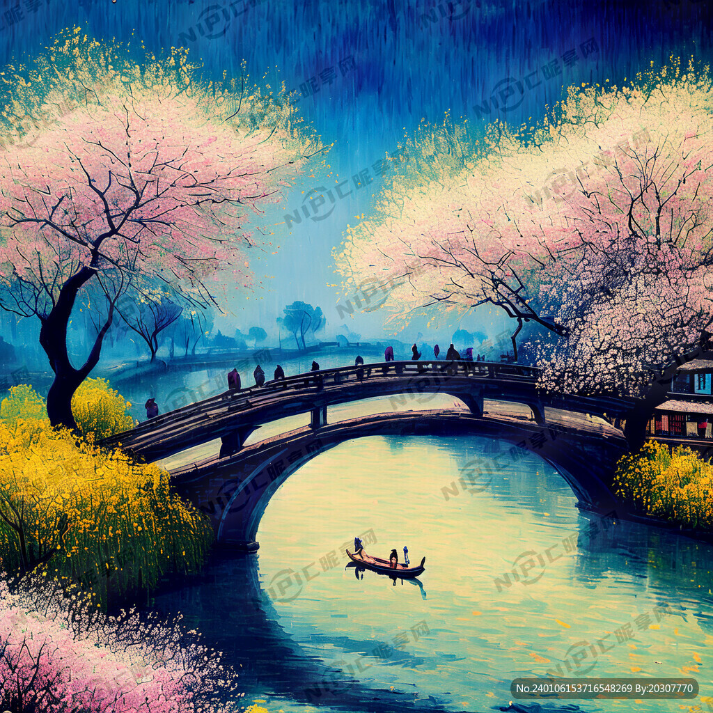 江南水乡春暖花开小桥流水