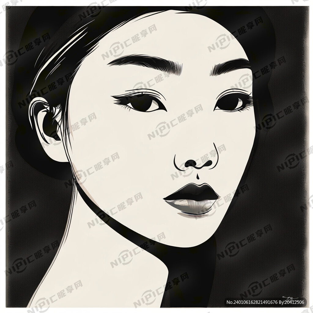 女人 正脸 护肤 矢量图 温柔