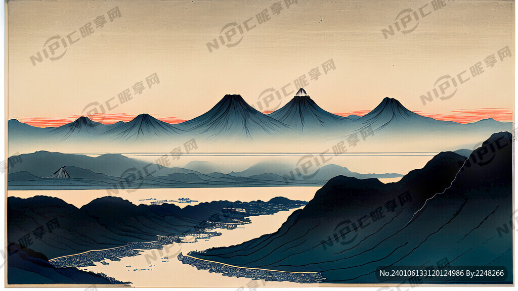 国画风  山水  海纳百川