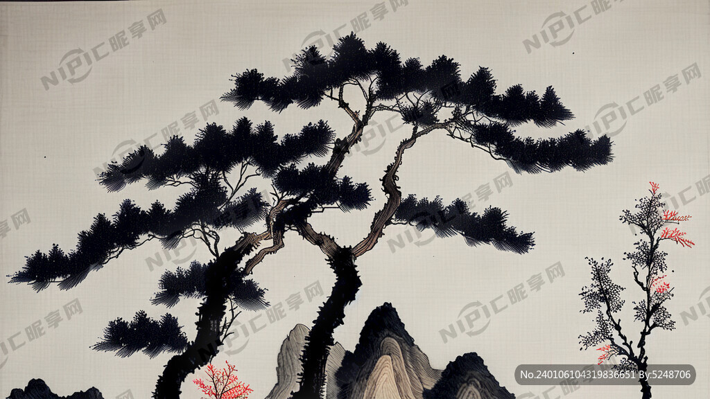 中国风格山水画。艺术 简约
