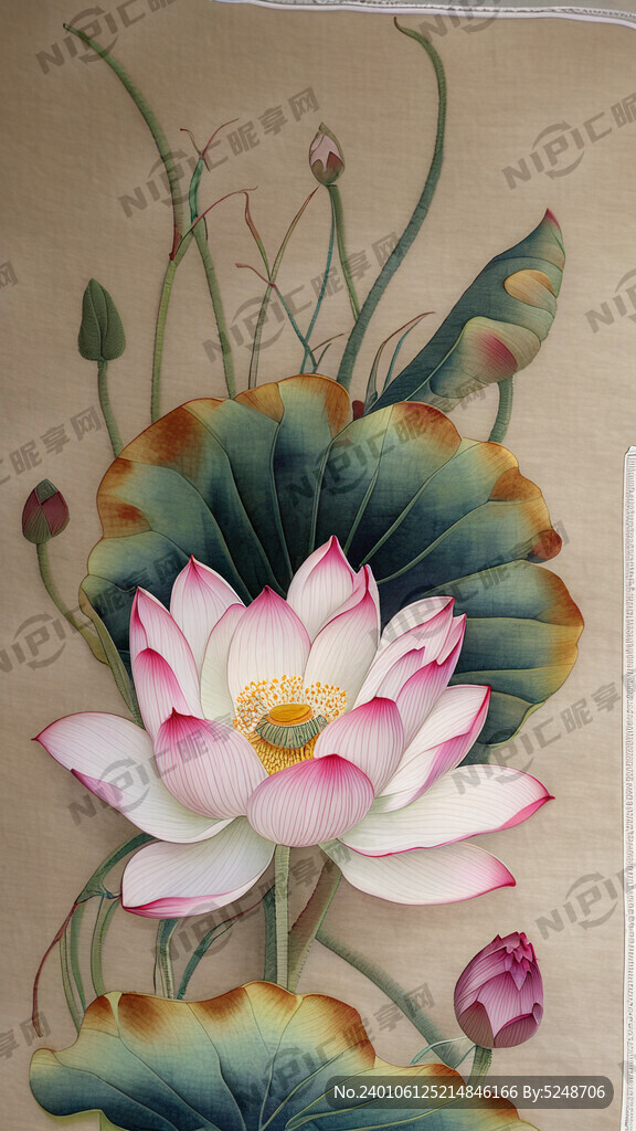 唯美 荷花 刺绣