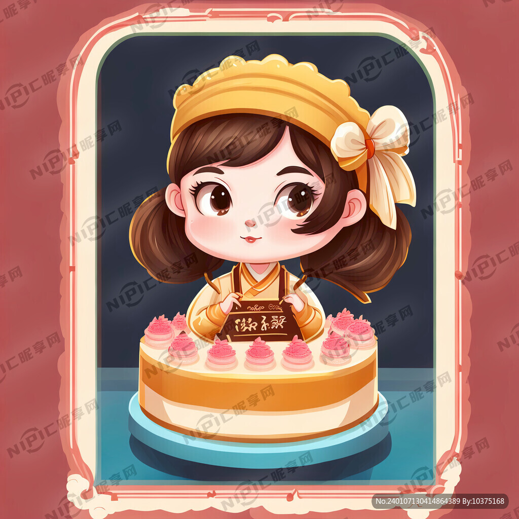 标志女孩卡通形象 蛋糕店