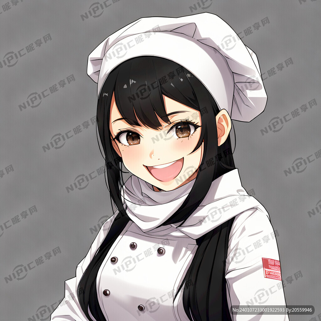 一位身穿白色衣服女厨师 头巾