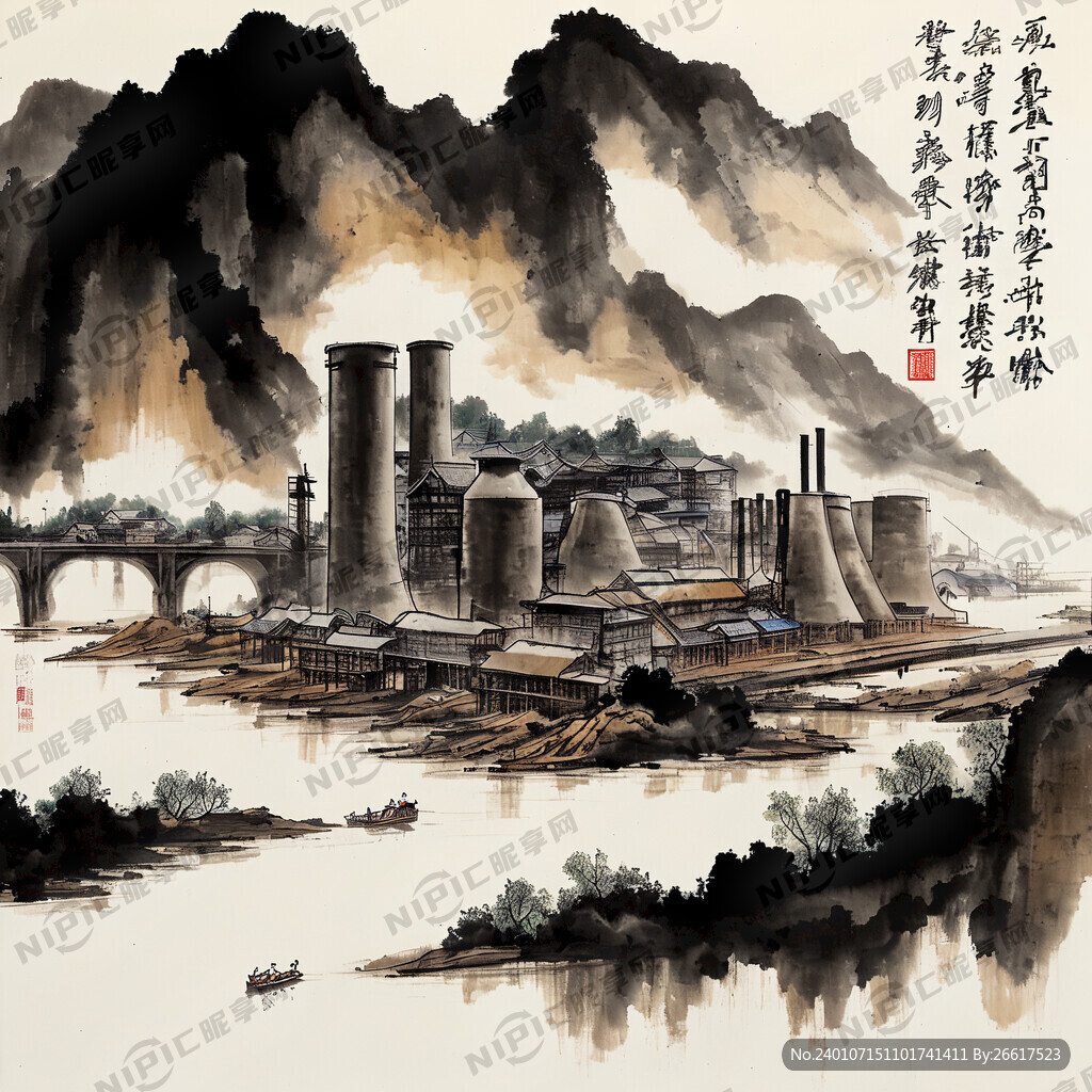 清明上河图风格 大片青皮甘蔗林