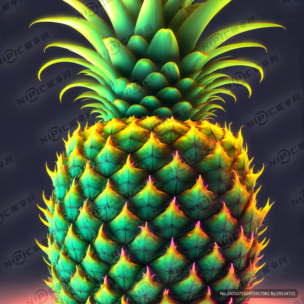 完整荧光绿色菠萝
