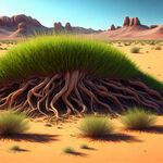 生长在沙漠中的小草
巨大的根系