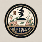 奶茶店标志，中国元素
