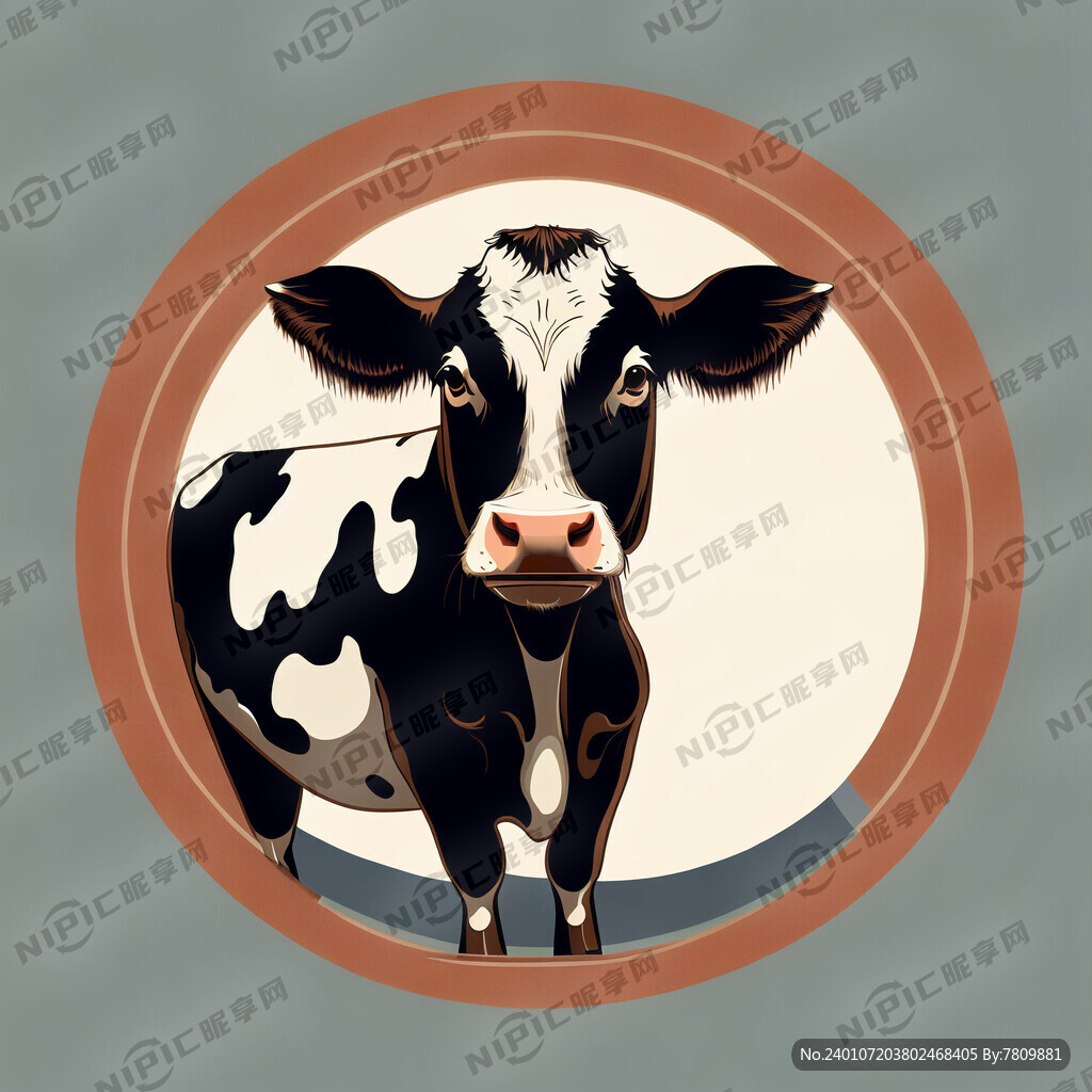 奶牛 正面 圆形 经典 简洁