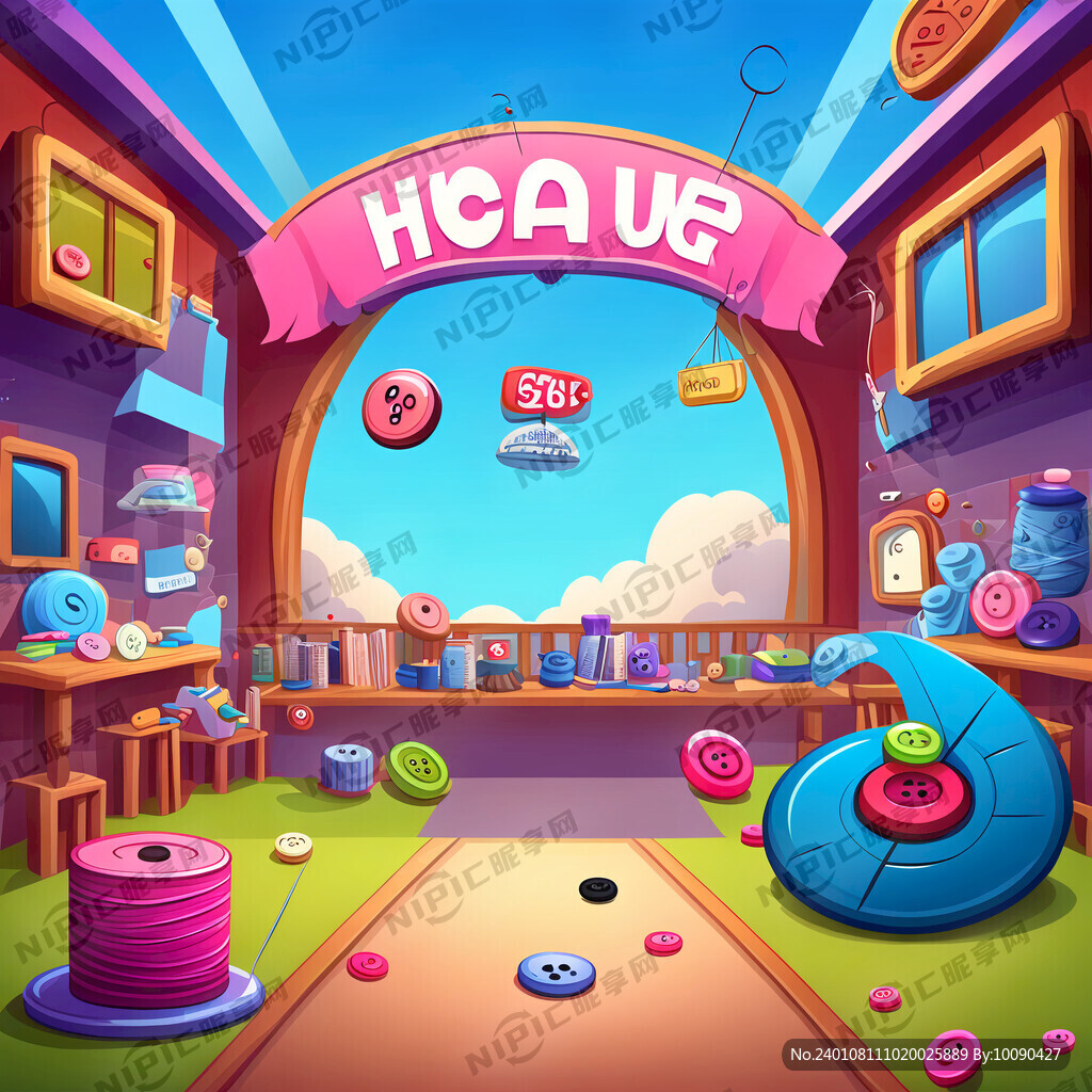 缝扣子比赛卡通背景