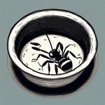 卡通简笔画  蚂蚁背个碗 碗上写个聚字