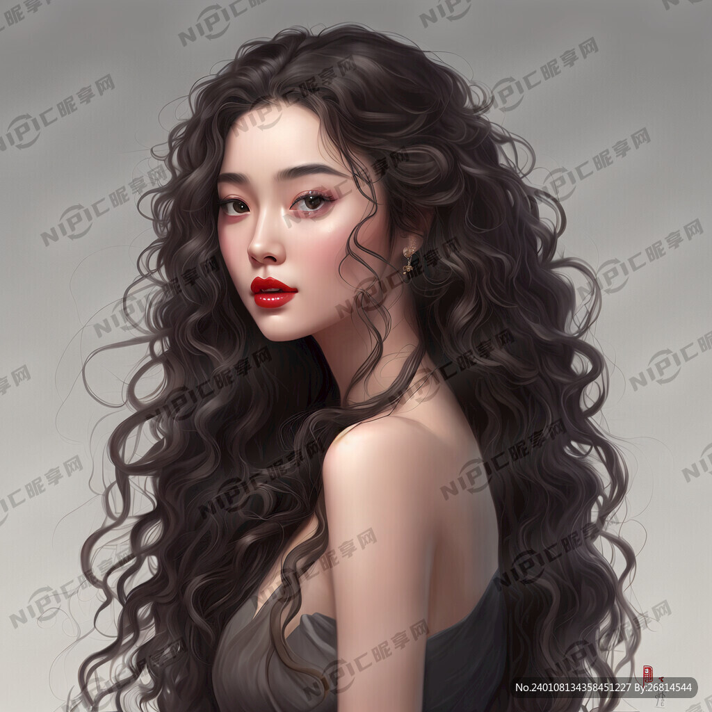 厚嘴唇 长卷发 全身