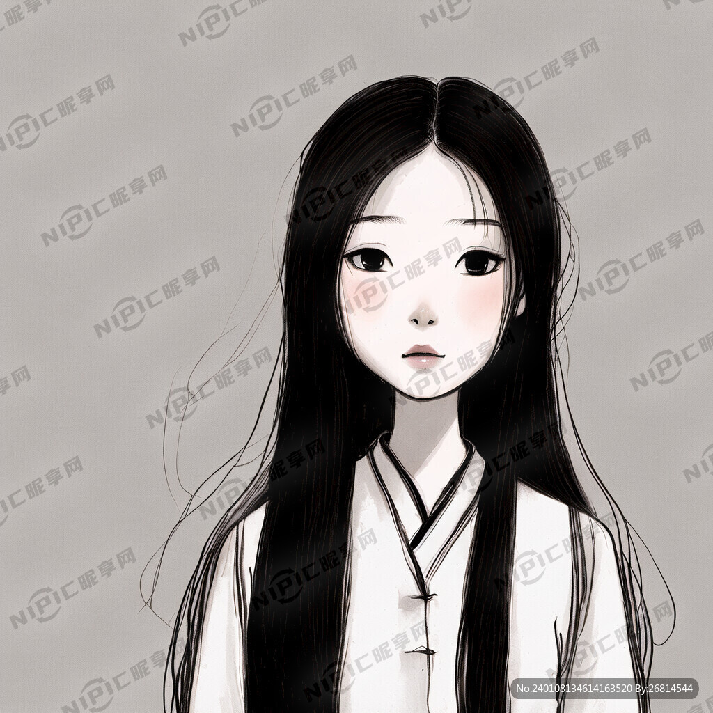 简笔画  女生  长发