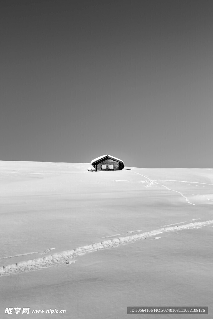 冬季雪地木屋