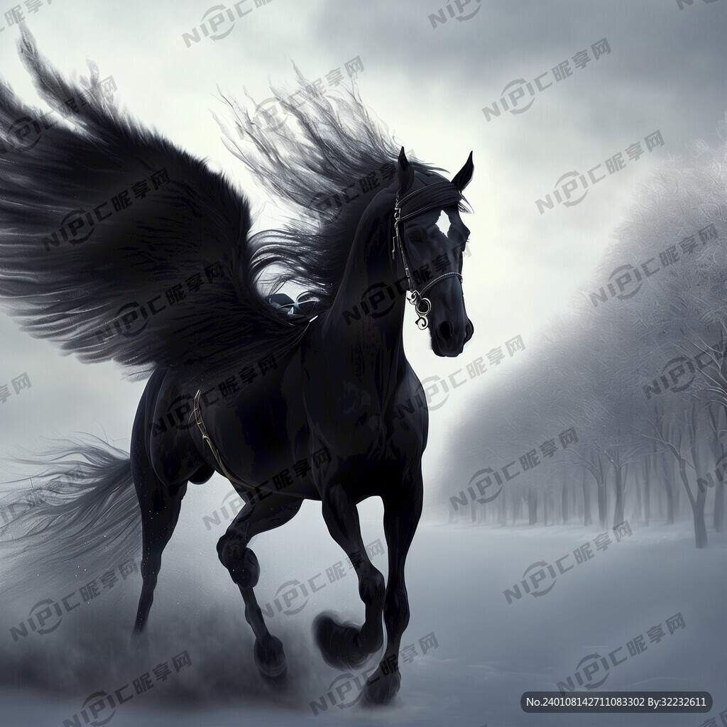 冬季 翅膀 黑马威风 骑马