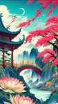 游戏梦幻唯美新中式风景，超高清，细节刻画，龙，沐浴在花瓣里满天花瓣，飘渺电影般环境，明亮清晰，精细刻画
