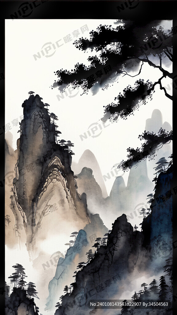 山谷 中国风 中国画 中国龙