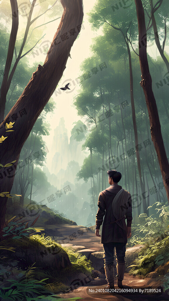 现代男人 森林 梦幻场景