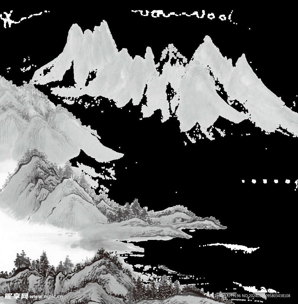 水墨山水国画         