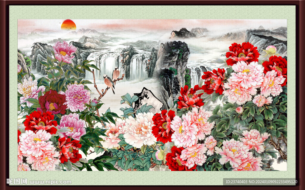 牡丹壁画 