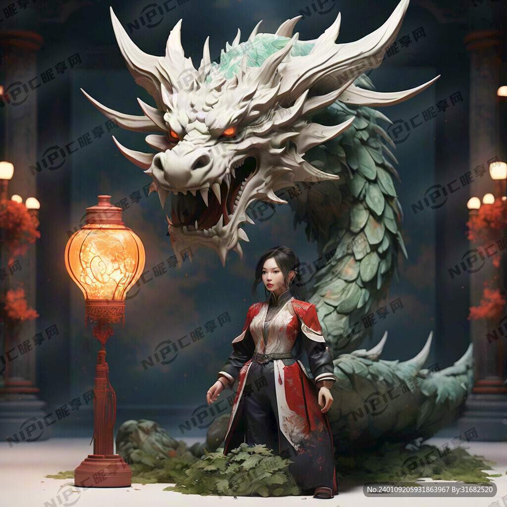 游戏梦幻唯美龙头人身威猛高大新