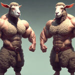 羊人，和蔼，有力，肌肉，