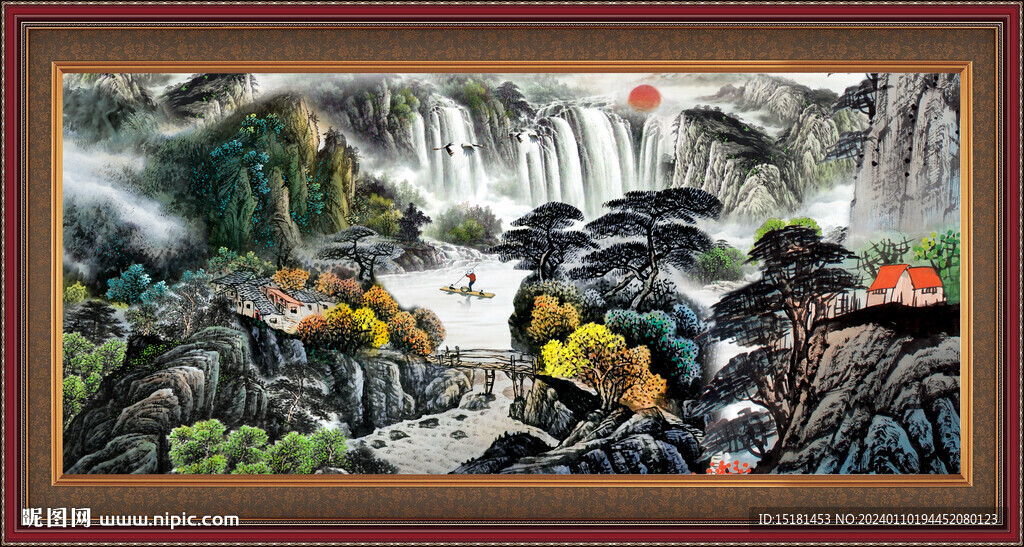 招财山水画 